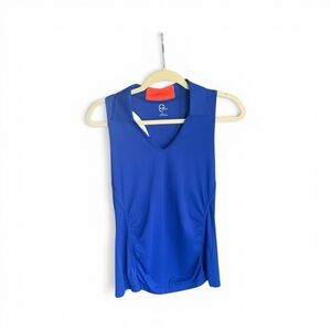 EP Sport Sleeveless V-Neck Athletic Polo Top in Royal Blue Size M